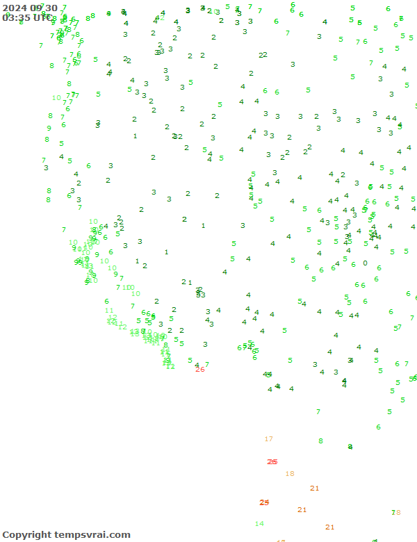 Aktuelle Messwerte für USA-West