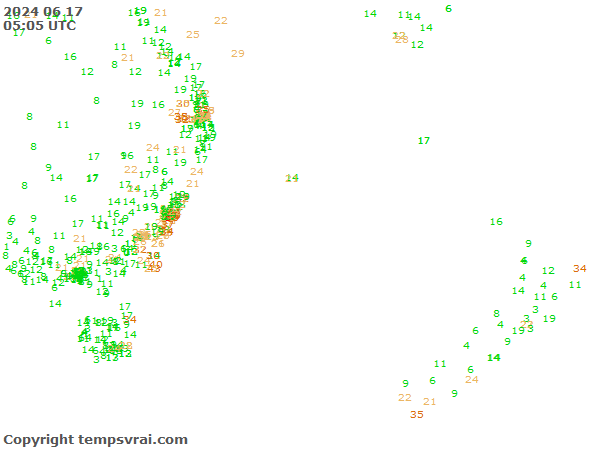 Aktuelle Messwerte für Tasmansee