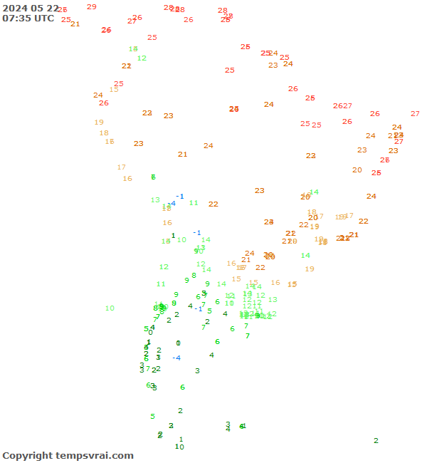 Aktuelle Messwerte für Südamerika